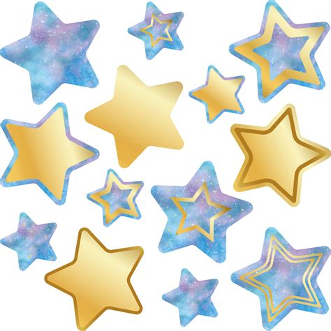 Buy 72 Pieces Galaxy Star Cutouts Gold Star Accents Name Tag Labels ...