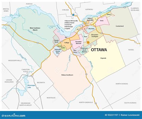 Ottawa Administrative and Political Map Stock Illustration - Illustration of outline, border ...