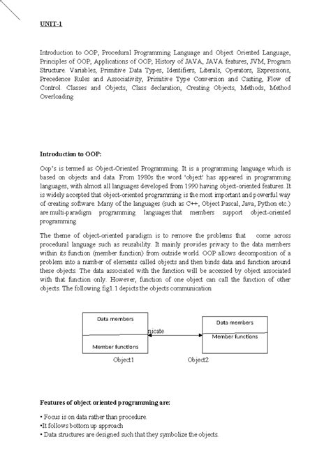 Java unit 1 nand 2 - hello - UNIT- Introduction to OOP, Procedural ...