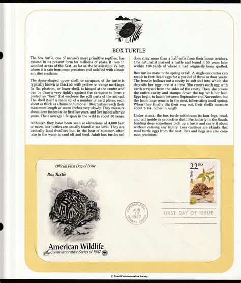 1987 USA American Wildlife - Box Turtle FDC #FE183 – Worldwidemint