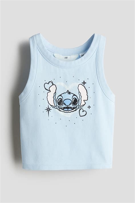 Printed vest top - Light blue/Lilo & Stitch - Kids | H&M IN