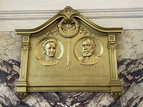 Memorial to Isidor and Ida Straus at the entrance to Macy’s in New York ...