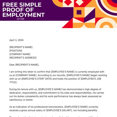 FREE Employment Letter Templates & Examples - Edit Online & Download | Template.net