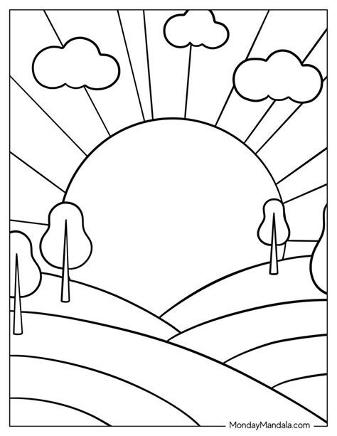 Printable Sunset Coloring Pages Printable Sun And Moon Coloring Sheets
