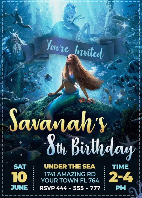 The Little Mermaid Birthday Invitations Printable