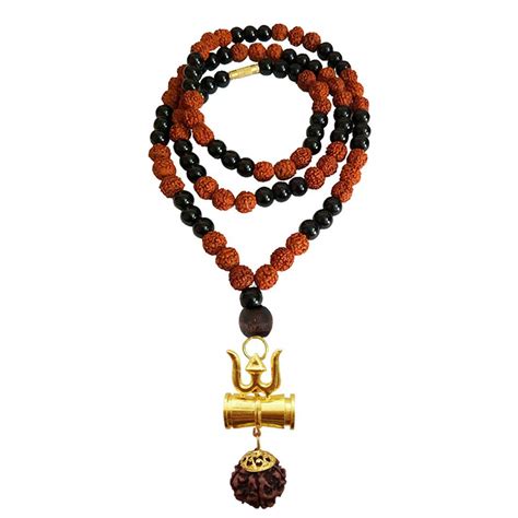 Buy RICH AND FAMOUS Shiv Trishul Rudraksha Damru Pendant with Rudraksha ...