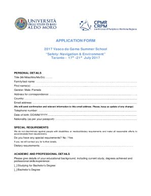 Fillable Online application form - UniBa Fax Email Print - pdfFiller
