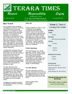 Fillable Online Location and transport - Terara Public School Fax Email ...