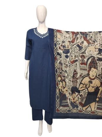 Pretty cotton suit set paired with Kota doria dupatta in blue– Aashvi ...