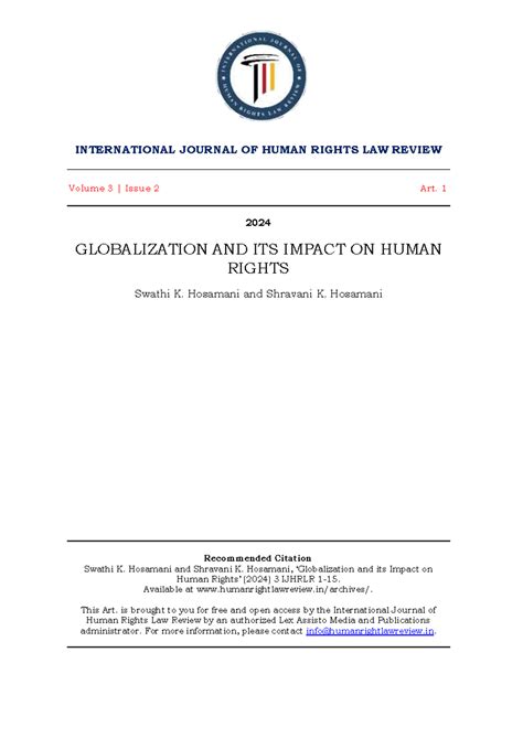Globalization and Its Impact on Human Rights: An Analysis (IJHRLR 2024 ...