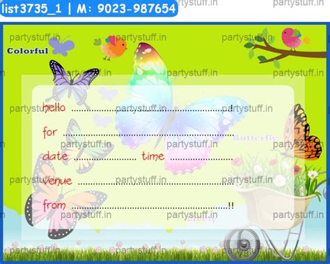 Butterfly Invitation Card 3 Cards in Butterfly theme