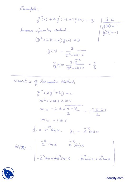Image result for Variation of Parameters Solved Examples