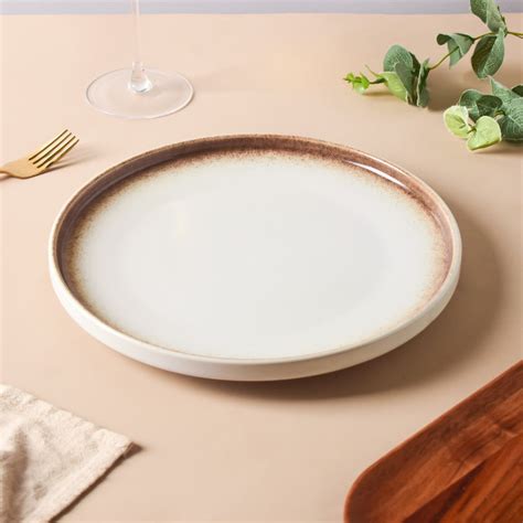 Cavern Clay Ceramic Dinner Plate White Brown 10 Inch