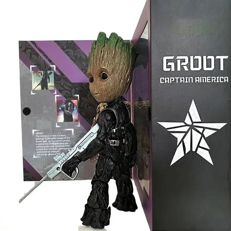 Mini Groot: Captain America Edition – 25 cm Marvel Cosplay Figure ...