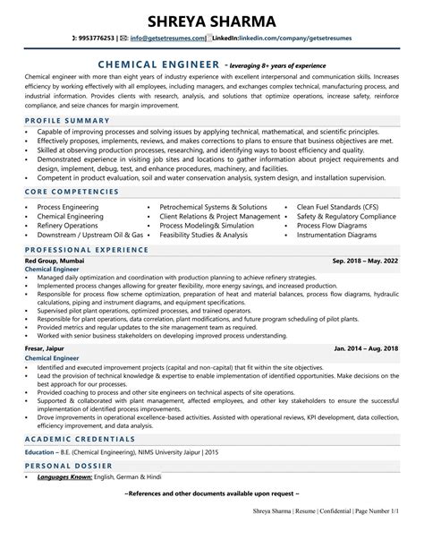 Chemical Engineer Resume Examples & Template (with job winning tips)