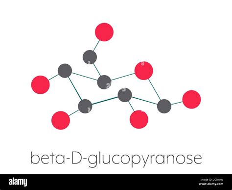 Glucose (dextrose, grape sugar) molecule (beta-D-glucopyranose form ...