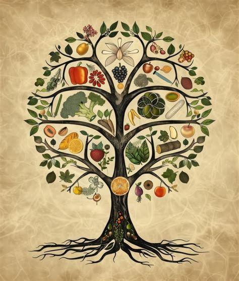 The Tree of Life in Food Art. Stock Image - Image of painting, medicine: 307856663