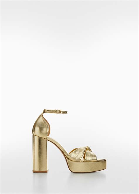 Metallic heel sandals - Women | MANGO Montenegro