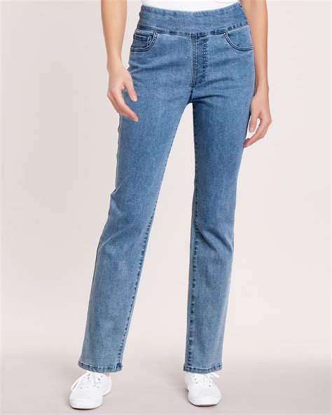 Blair Womens Denimease Petite Short Flat-Waist Pull-On Jeans - Walmart.com