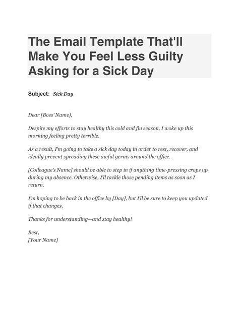 49 Professional Sick Leave Email Templates ᐅ TemplateLab