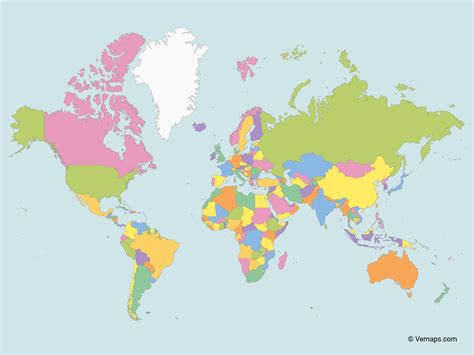 Mercator Projection Map The World, Mercator Projection. Capitals And