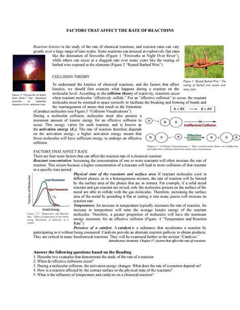 Factors THAT Affect THE RATE OF Reactions - FACTORS THAT AFFECT THE RATE OF REACTIONS Reaction ...