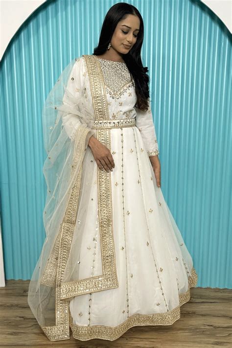 White Color Long Gown For Reception