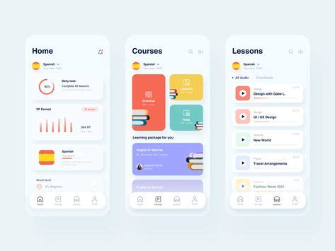 Language Learning App UI Design 的图像结果