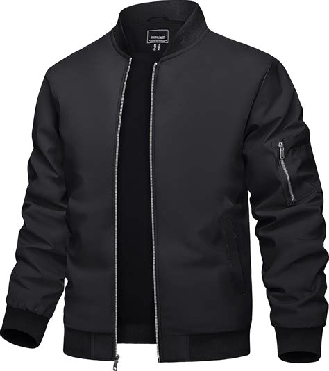 TACVASEN Bomber Jacket Men Black Jacket for Men Zip Up Men's Jackets ...