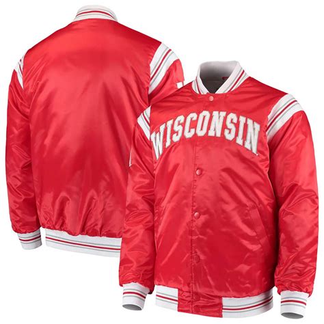 Red Wisconsin Badgers The Enforcer Satin Jacket - Maker of Jacket