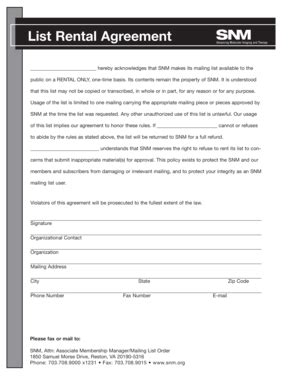 Fillable Online snm hereby acknowledges that SNM makes its mailing list ...