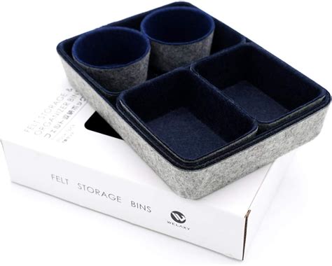 Buy Welaxy Drawer organizers bins felt storage bin office organizer ...