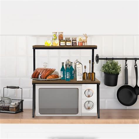 DECOR STUDIOS Microwave Stand Kitchen Storage Oven Rack Shelf Double ...