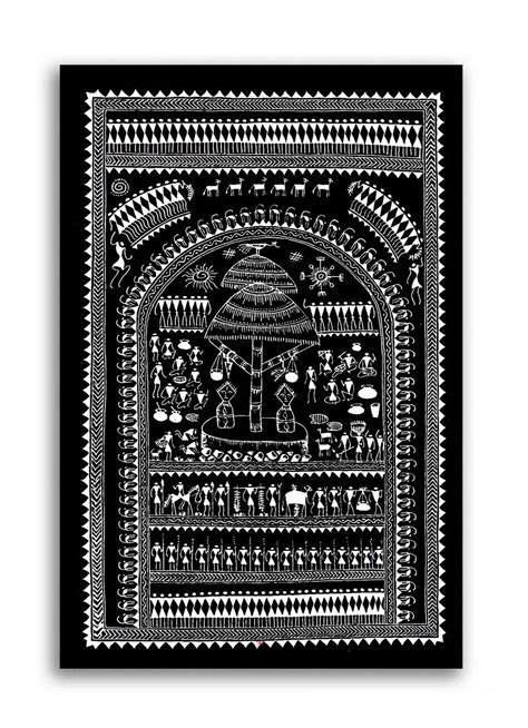 Tamatina Saura Art Canvas Painting | Village Celebrations | Tribal Art ...