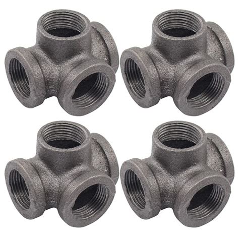 ApplianPar 4 Pack 4 Way 3/4 Inch DN20 Pipe Fitting Malleable Cast Iron ...