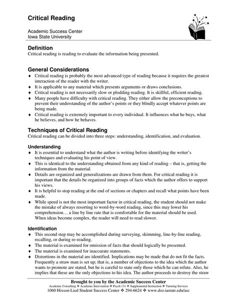 Image result for Critical Reading Explained