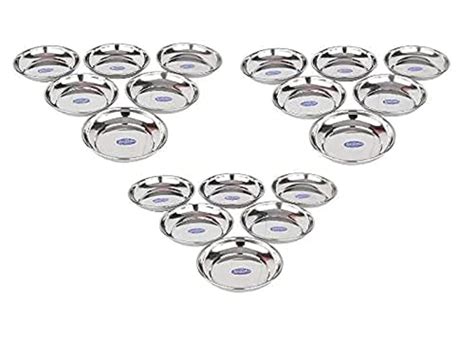 Buy Sharda Metals Stainless Steel Small Plates Set of 18 - Food-Grade ...