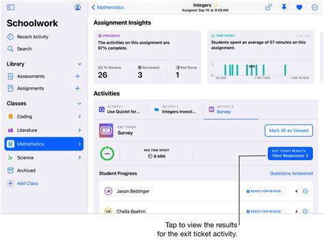 View exit ticket results in Schoolwork - Apple Support (IN)