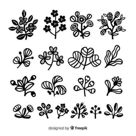 Hand drawn blossom ornament collection | Free Vector