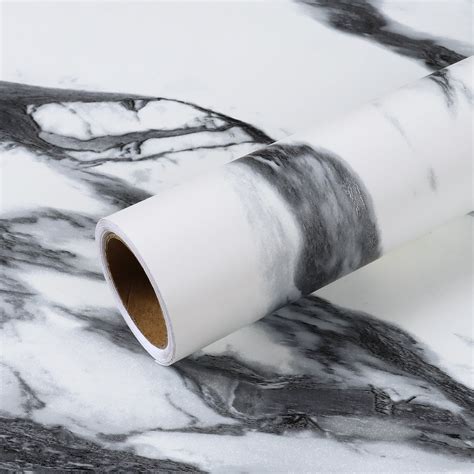 VEELIKE 15.7"x118" Black and White Marble Contact Paper for Countertops ...