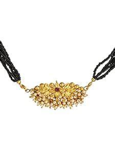 Shining Jewel - By Shivansh Gold Plated Traditional Black Beads Thushi ...