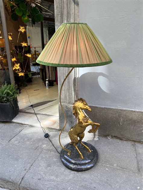 Vintage Bronze Horse Floor Lamp with Round Marble Base, 1970s For Sale ...