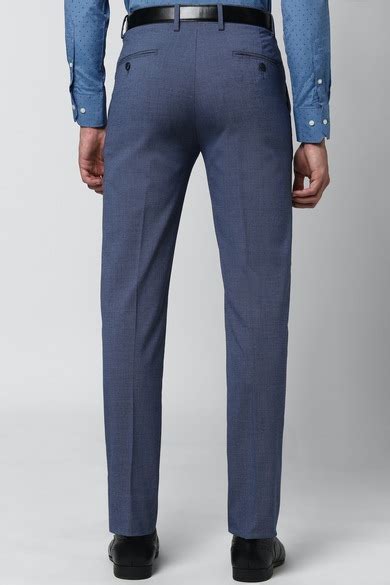Buy Men Blue Solid Slim Fit Formal Trousers Online - 580032 | Peter England