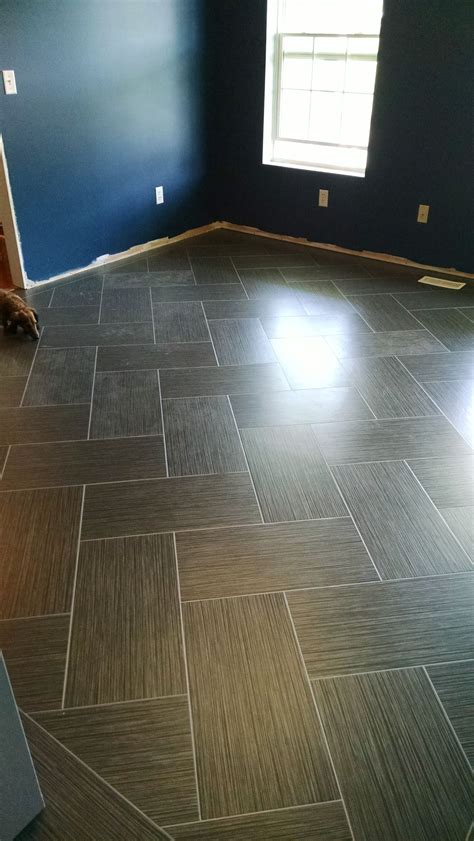 Amtico Linear Steel 12x24 in a herringbone pattern | Patterned floor ...