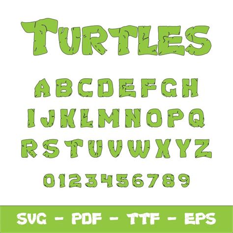 Polices Tortues Ninja, Tortues Alphabet, fichiers pour Cricut, Tortues ...