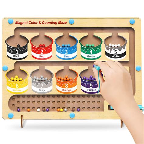 ROHSCE Magnetic Color and Number Maze, Montessori Magnetic Maze Toys ...