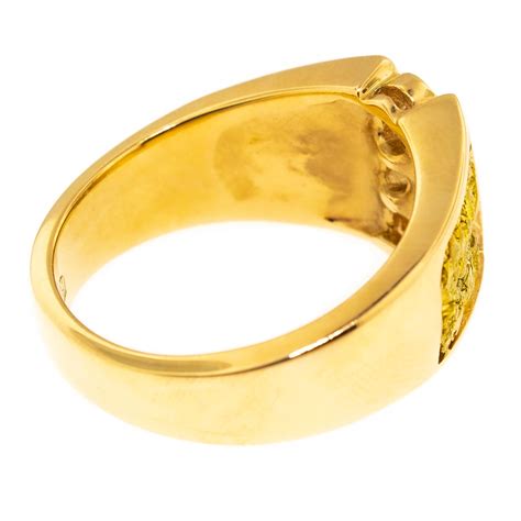 Customizable Natural Gold Nugget and Diamond 18 Karat Gold Men’s Custom ...