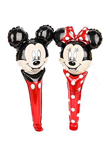 Ziory 2 Pc Red Mickey Minnie Foil Balloons Baby Birthdayparty Hand ...
