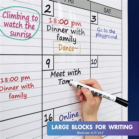 Snapklik.com : Dry Erase Monthly Extra Large White Board Calendar For ...