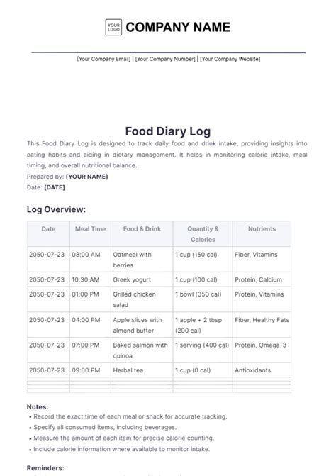 28+ Google Docs Food Diary Template Pptx